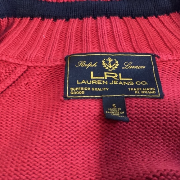 Ralph Lauren Black Label Sweater Size Small Red Preppy Cotton Turtleneck Sporty - Picture 5 of 9